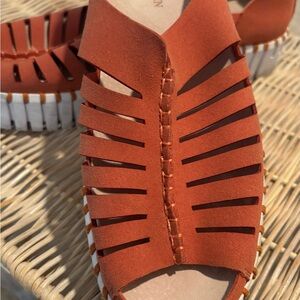 ILSE JACOBSON Women’s Strappy Woven Peep-Toe Sandals - Rust